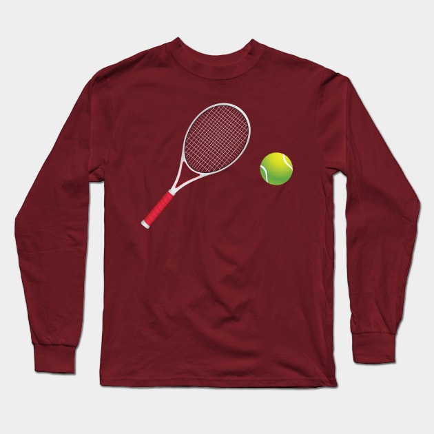 Tennis Ball and Racket Long Sleeve T-Shirt by AnnArtshock